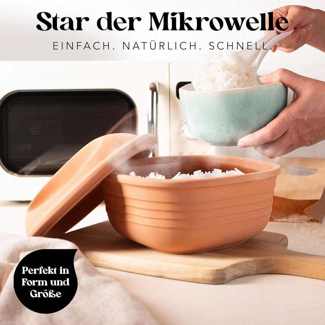Römertopf Multibräter quadratisch aus Naturton Keramik Bräter für bis zu 4 Personen &amp; einem Volumen