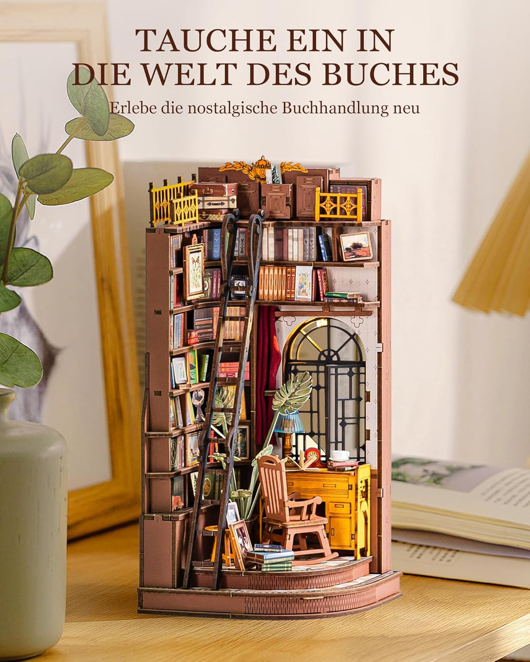 Rolife Book Nook Kit für Erwachsene DIY Miniature House mit Licht Silent Corner Study Booknook Bausa