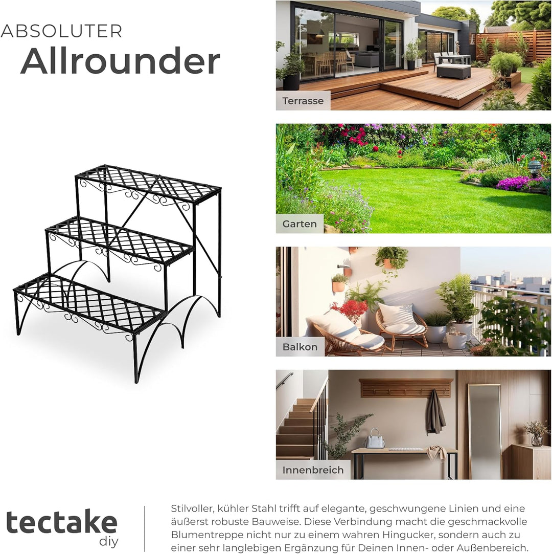 tectake Pflanzentreppe Blumenbank 3 Stufen - belastbar bis 30 kg - ca. 60x60x60cm - Diverse Modelle