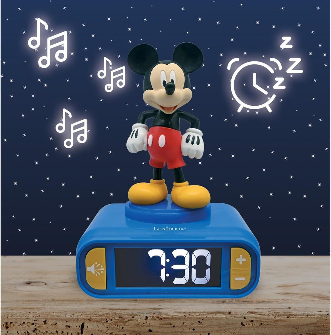 Lexibook, Disney Mickey, Mickey Nachtlichtwecker, Klänge und Melodien, LCD-Bildschirm mit Hintergrun