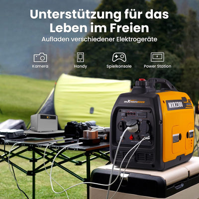 maXpeedingrods Inverter Stromgenerator 2300W Benzin 4 Takt mit USB und 230 V Steckdosen Superleise u