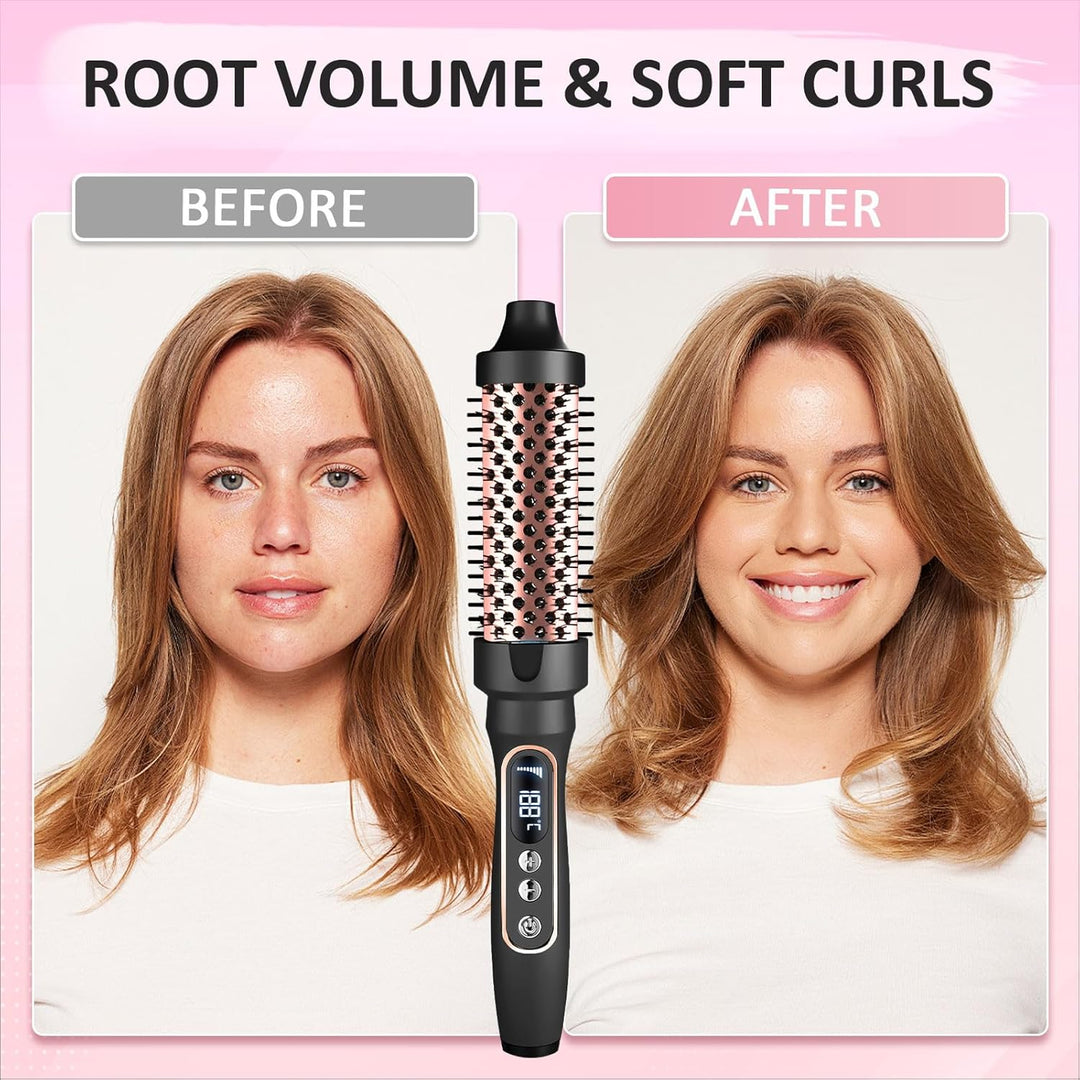 38mm Wärmebürste Thermobürste, 3 in 1 LCD 110-210℃Heated Round Thermal Brush,Lockenbürste für Lose L