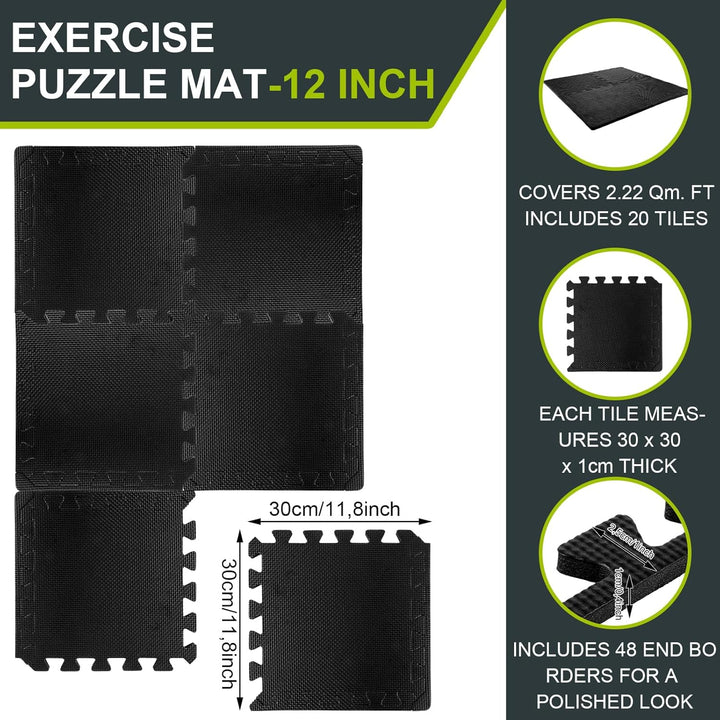 DAJAVE 20 Stück Bodenschutzmatte Fitness 30x30cm Schutzmatten Bodenschutzmatte, 3m² Matten Fitnessra