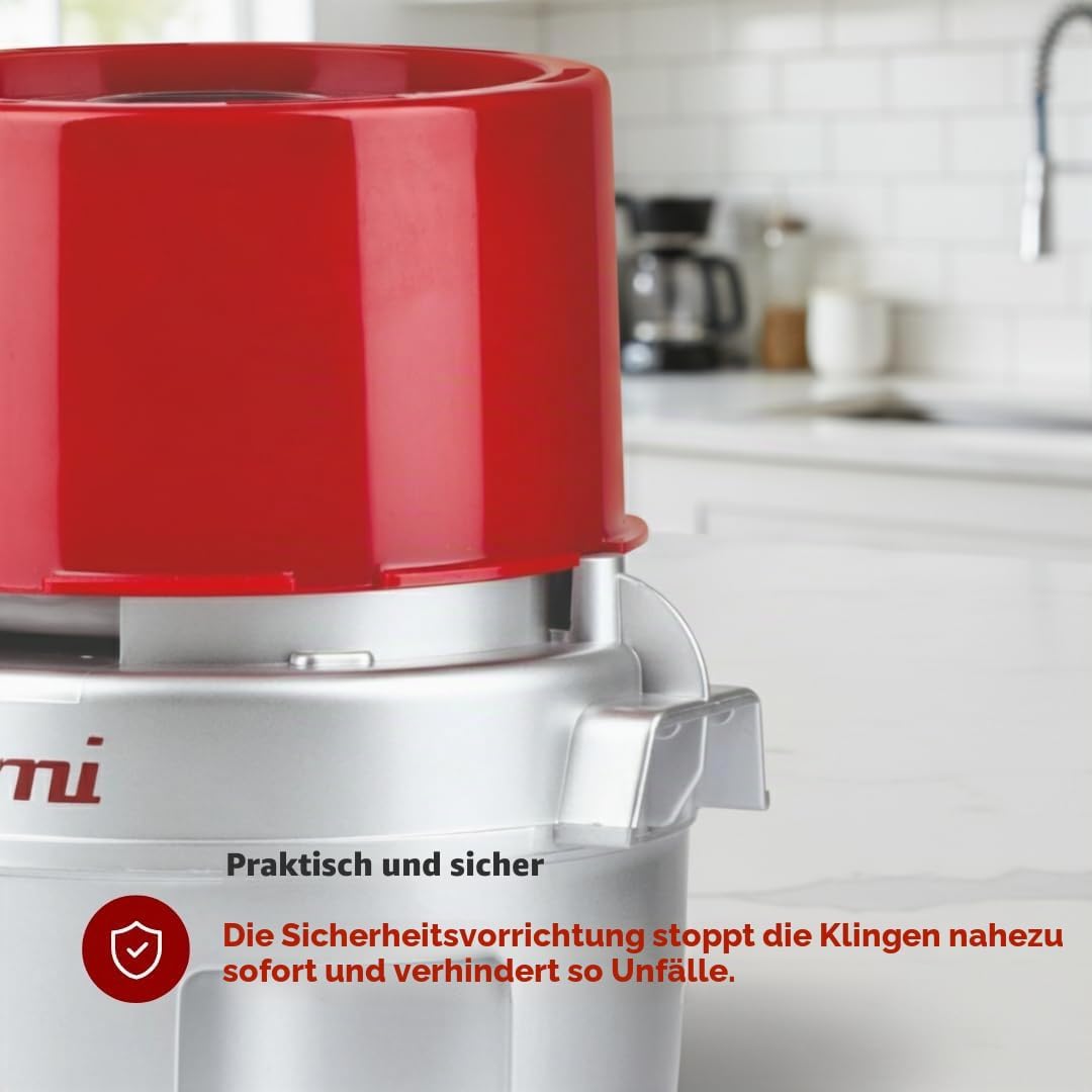 Girmi Tr20 Zerkleinerer mit Klingen aus Titan Rot/Silber