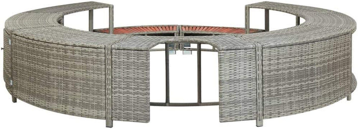 Festnight Whirlpool Umrandung Poly Rattan mit Stauraum Poolumrandung Poolverkleidung Stahlrahmen Whi