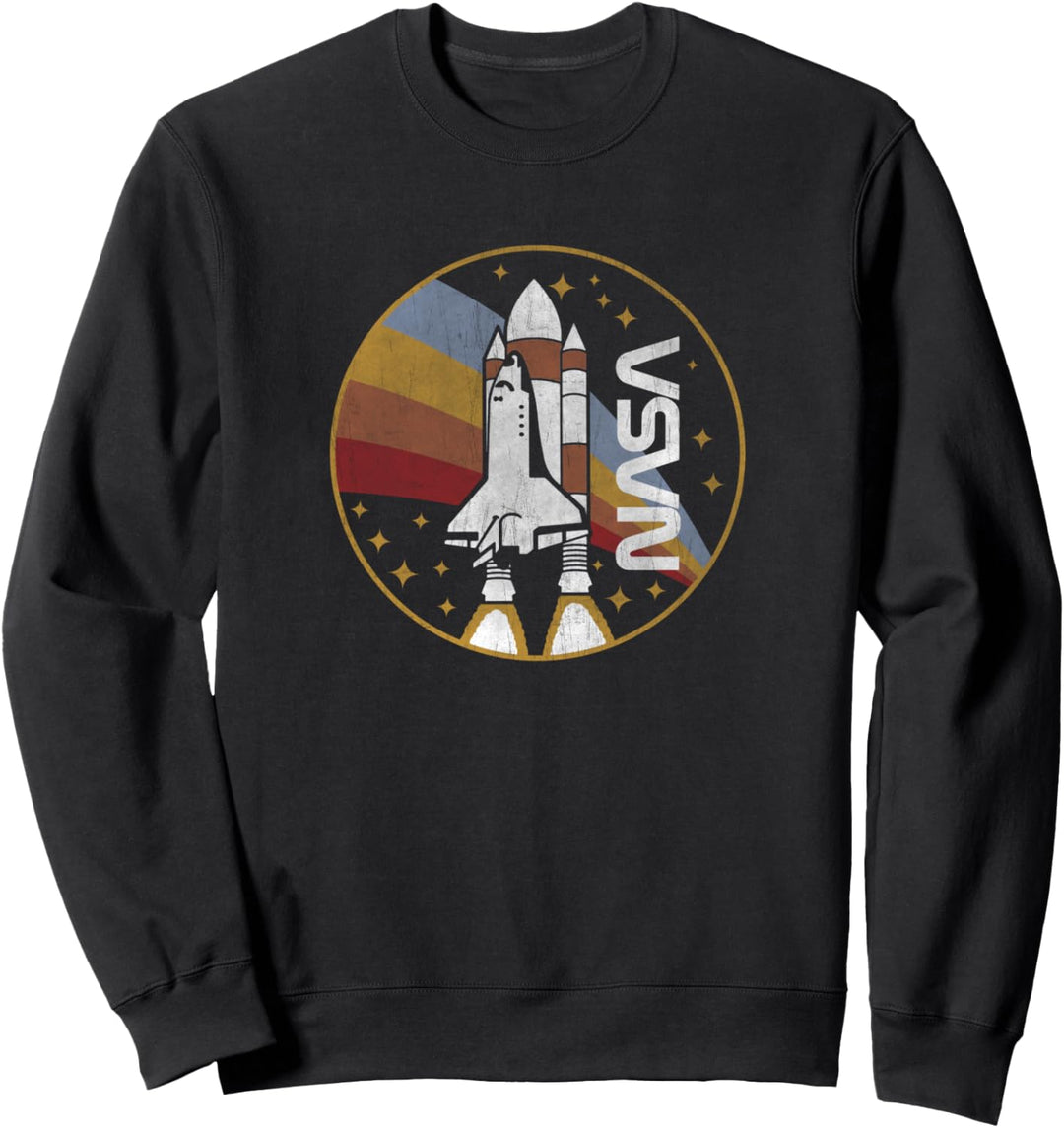 Trendy NASA Retro Spaceship Rainbow Star Circle Sweatshirt