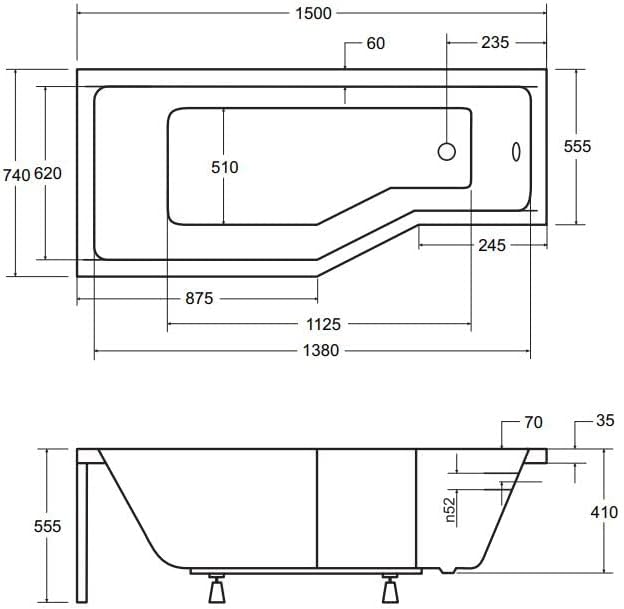 BADLAND Badewanne Original Weiss Acryl Wanne Eckbadewanne INTEGRA 150x75 Links KOMPLETTSET SET mit P