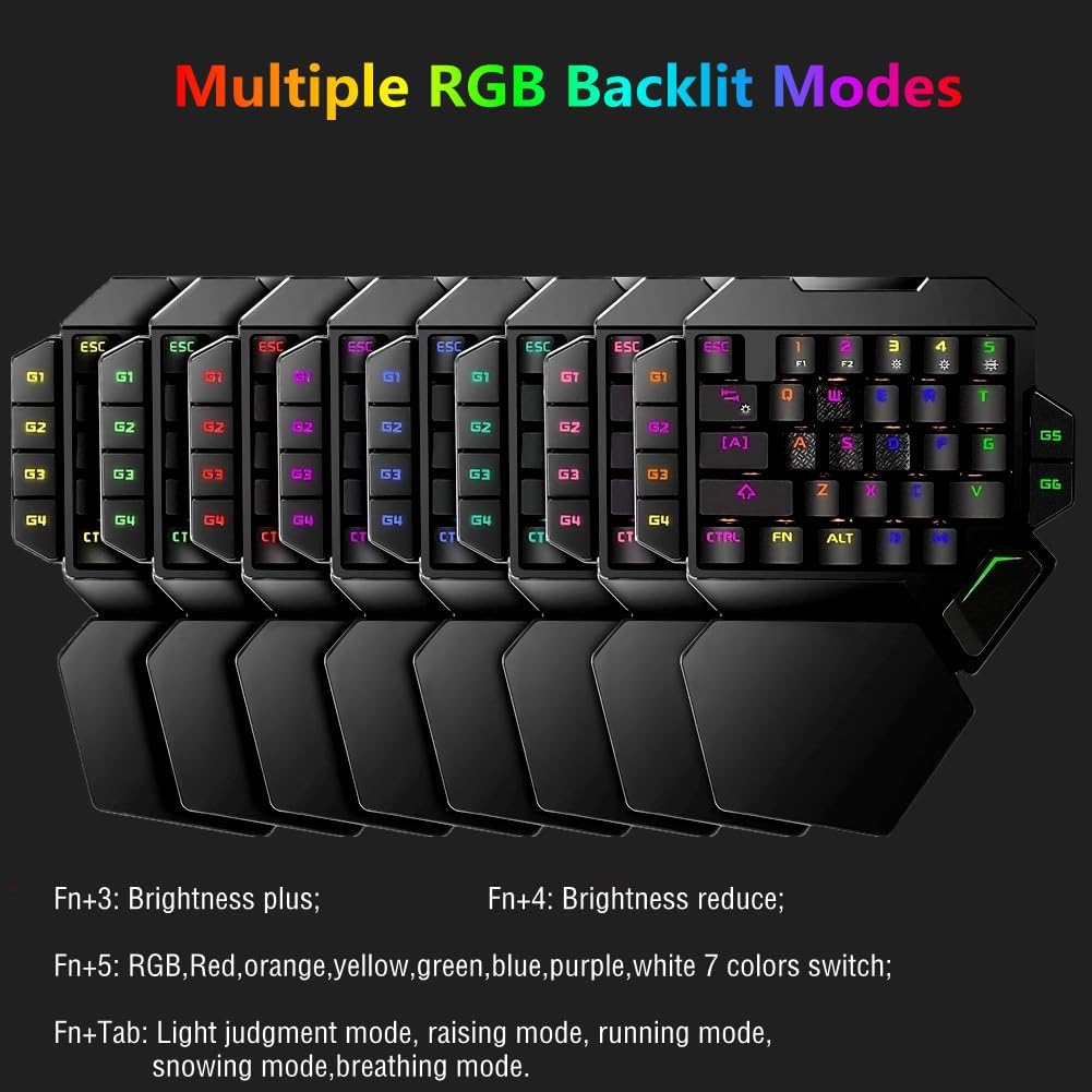 Cakce RGB Einhand-mechanische Gaming-Tastatur, bunte Hintergrundbeleuchtung, professionelle Gaming-T
