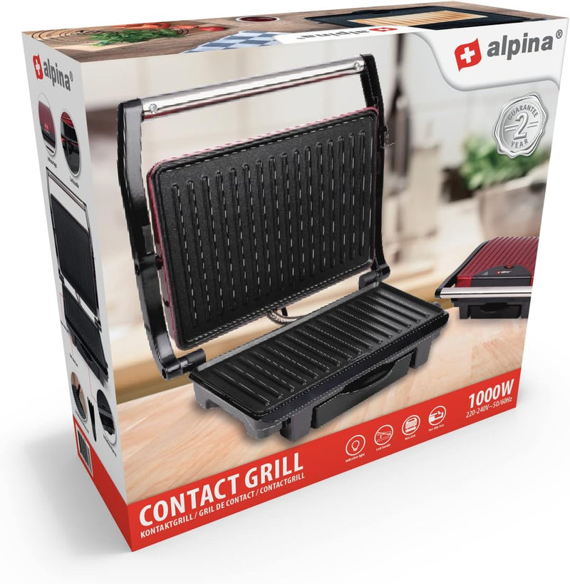 alpina Kontaktgrill - Optigrill 230V/1000W - Sandwich Maker - Panini Grill - Multigrill für Gemüse,