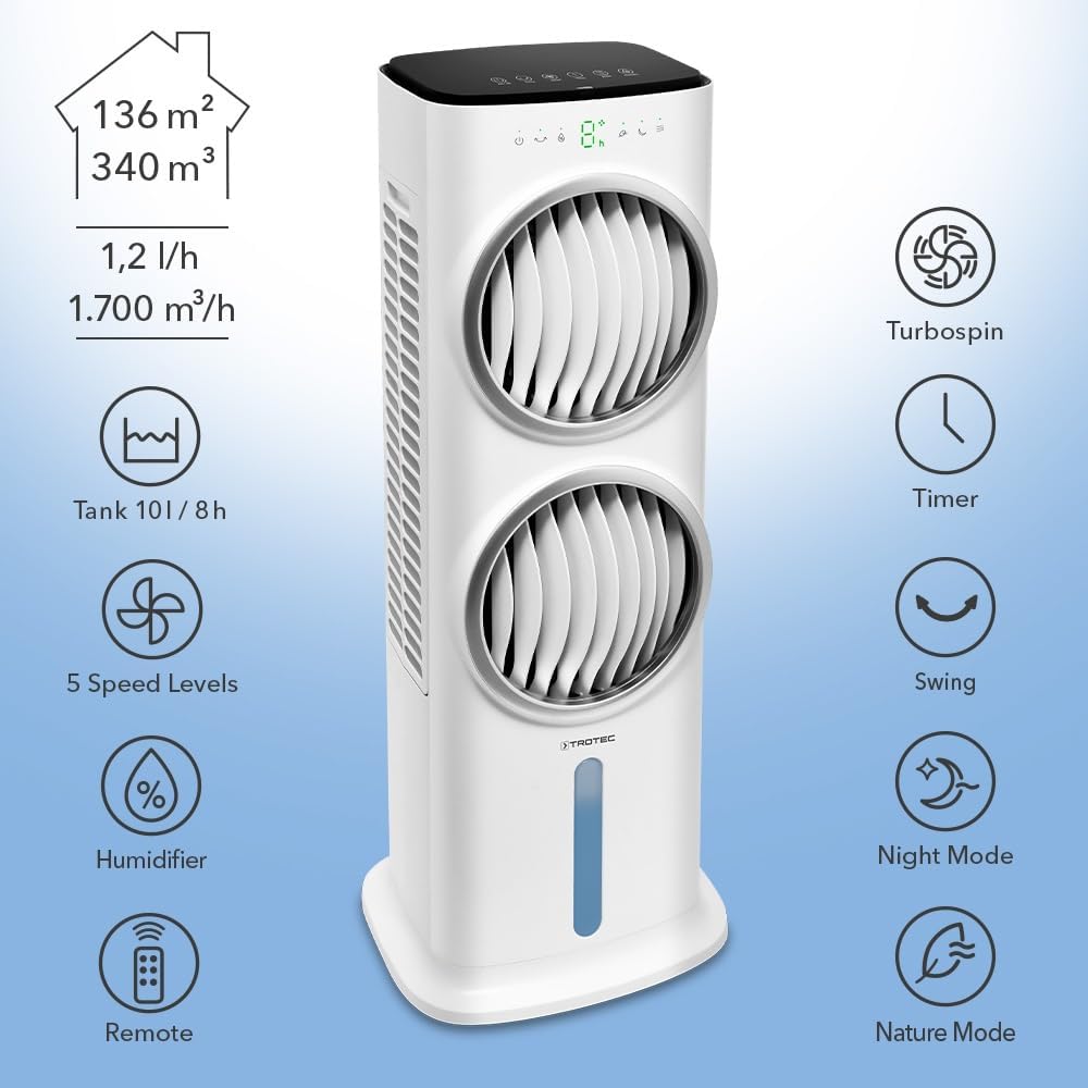 TROTEC PAE 45 4-in-1-Luftkühler Aircooler, Luftkühler Luftbefeuchter mobiles Klimagerät Klimaanlage