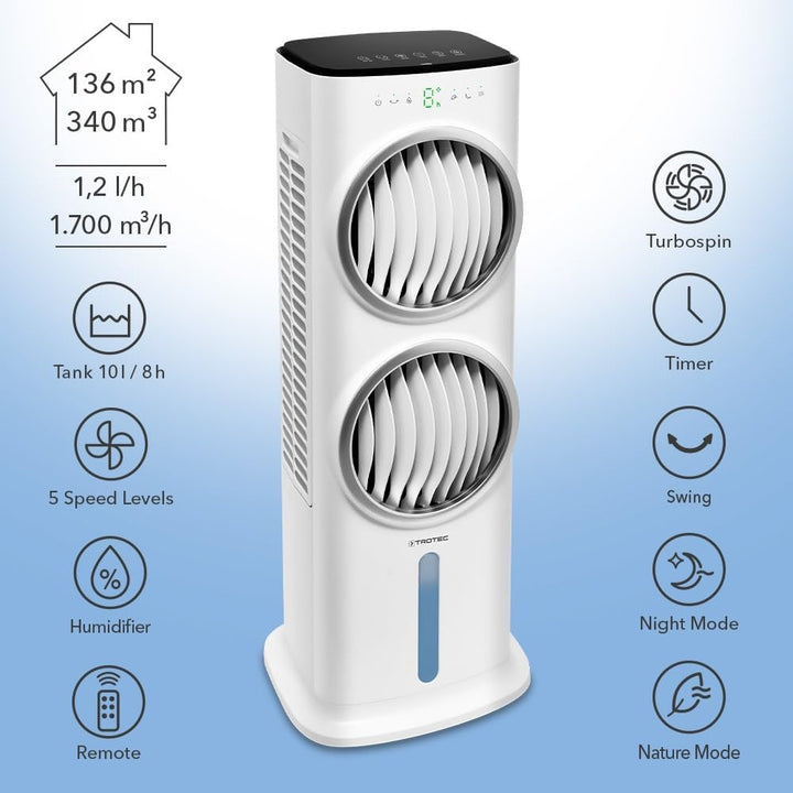 TROTEC PAE 45 4-in-1-Luftkühler Aircooler, Luftkühler Luftbefeuchter mobiles Klimagerät Klimaanlage