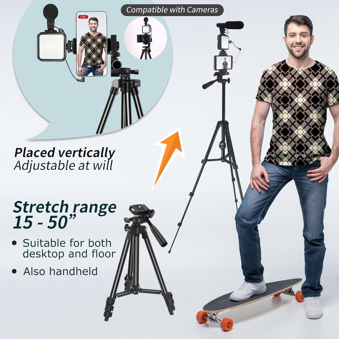 SURPN Vlogging-Kit,YouTube-Starter-Kit,für iPhone/Android-Telefone/Kameras | Telefonhalter für Video