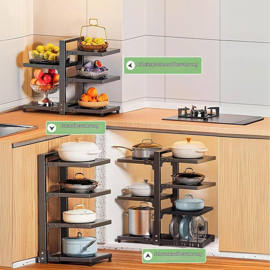 devesanter Topfständer 7 Ebenen,Küchenregal für Töpfe &amp; Deckel,Schwarz