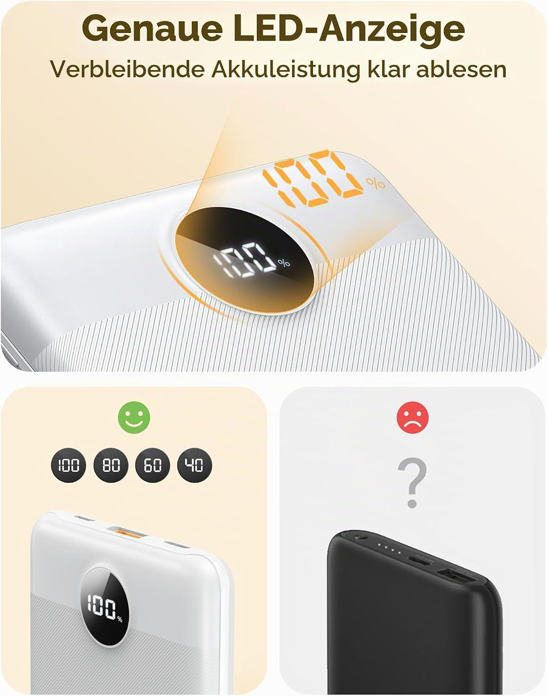 VEGER Power Bank Mini 22.5W, 10000mAh Powerbank Klein Aber Stark, Ultra Slim Leicht Externe Handyakk