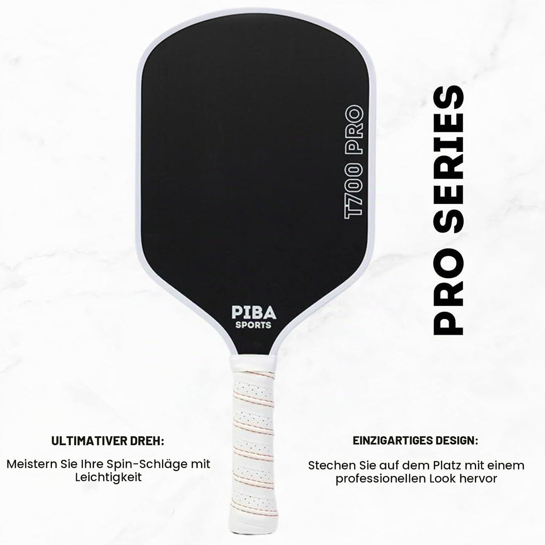 PRO Pickleball Schläger – T700 Carbon, 16mm Honeycomb, Angeraute Oberfläche für Top Spin, Verlängert