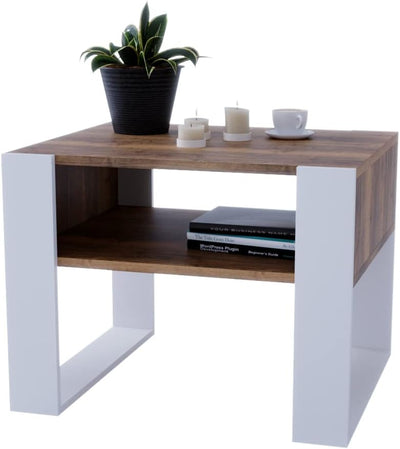 Couchtisch KARO rechteckiger Kaffeetisch aus Holz Modern Teetisch 65 x 53,6 45cm massiv und stabil (