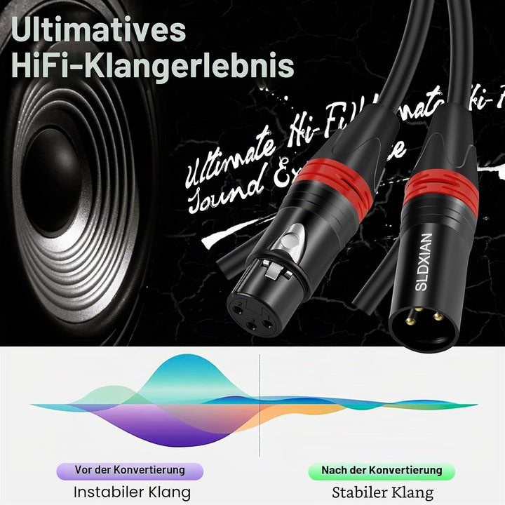 SLDXIAN XLR Kabel, Mikrofonkabel XLR Stecker auf XLR Busche, XLR Verlängerung für Verstärker, Mixer,