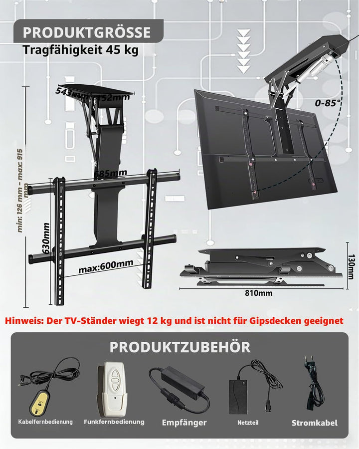 tv deckenhalterung elektrisch, 32-70 Zoll Deckenhalterung für Fernseher Mit Fernbedienung Und Schalt
