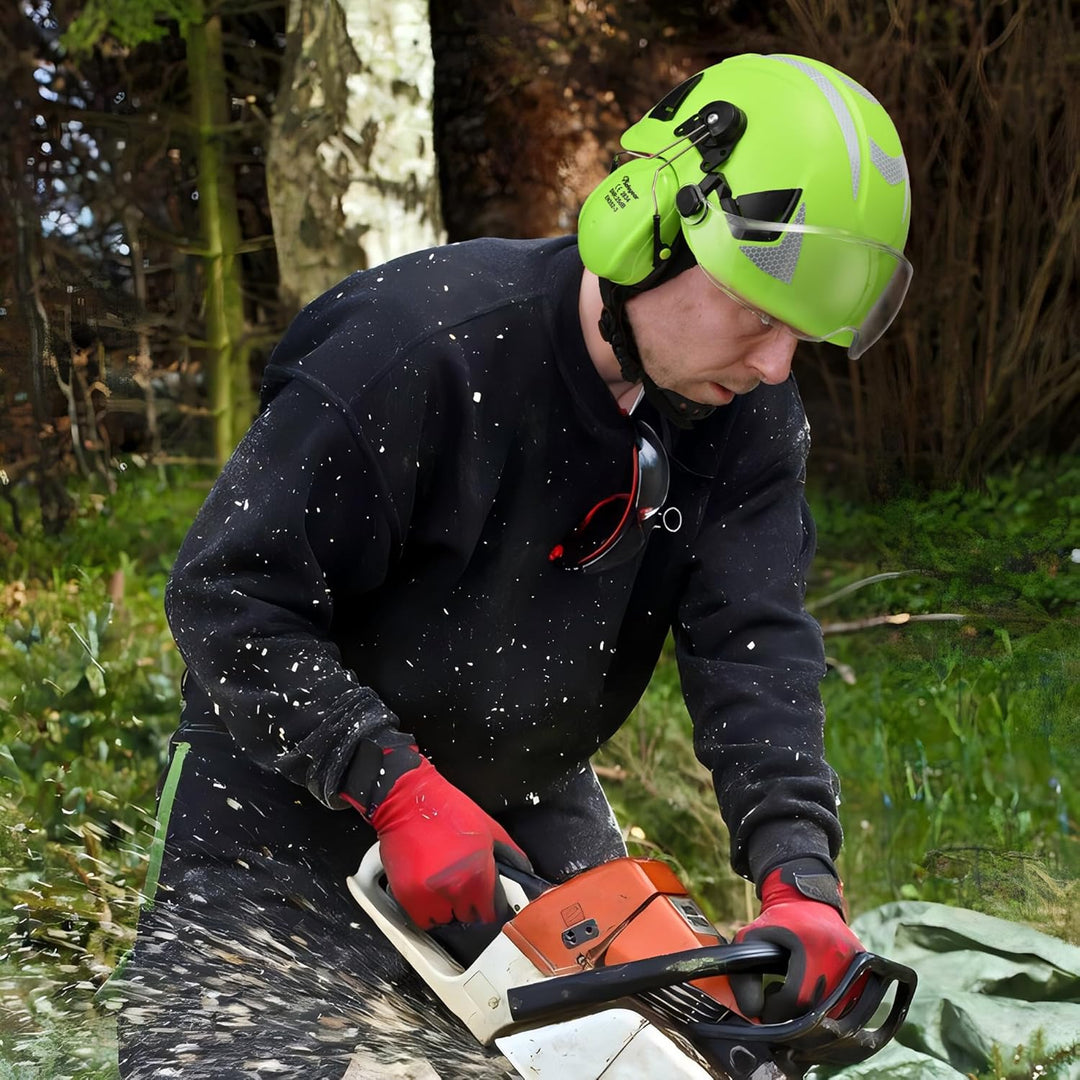 SAFEYEAR Sicherheit Harter Hut mit Anti-Kratzer Brille, eramuffs, CE EN397 Sicherheitshelme mit Kinn
