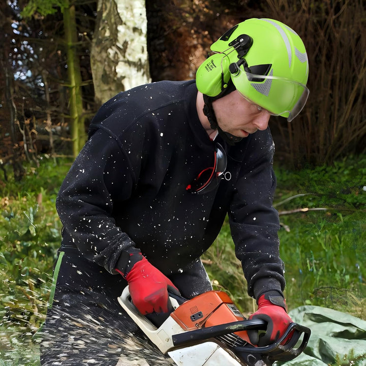 SAFEYEAR Sicherheit Harter Hut mit Anti-Kratzer Brille, eramuffs, CE EN397 Sicherheitshelme mit Kinn