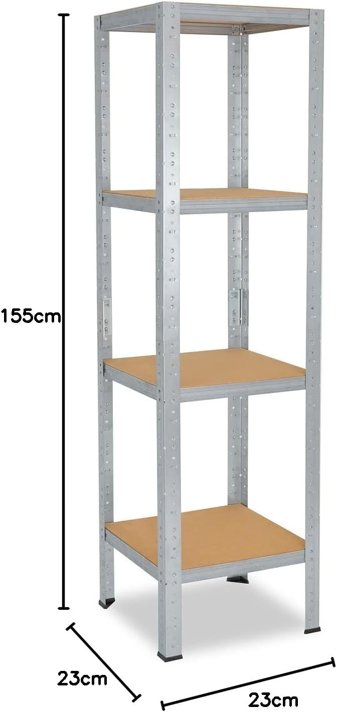 shelfplaza® 155x23x23cm Home Schwerlastregal verzinkt/Metallregal mit 4 Böden/Kellerregal Metall, Ga