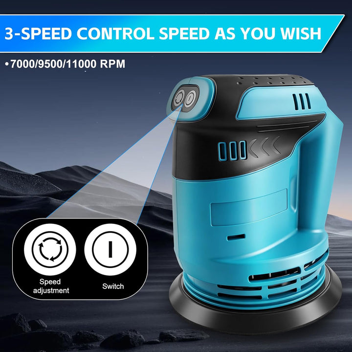 Roadtime 125mm Exzenterschleifer Schleifmaschine für Makita 18V(no Akku) | 20,000 U/min, 3 Geschwind