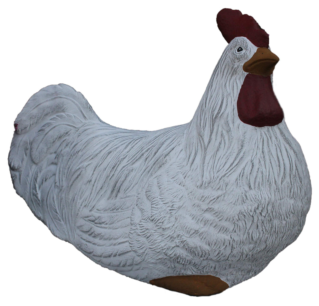 STEINFIGUREN SPICKER Steinfigur Huhn, 135/5.1 Gartenfigur Steinguss Tierfigur Weiss Patina