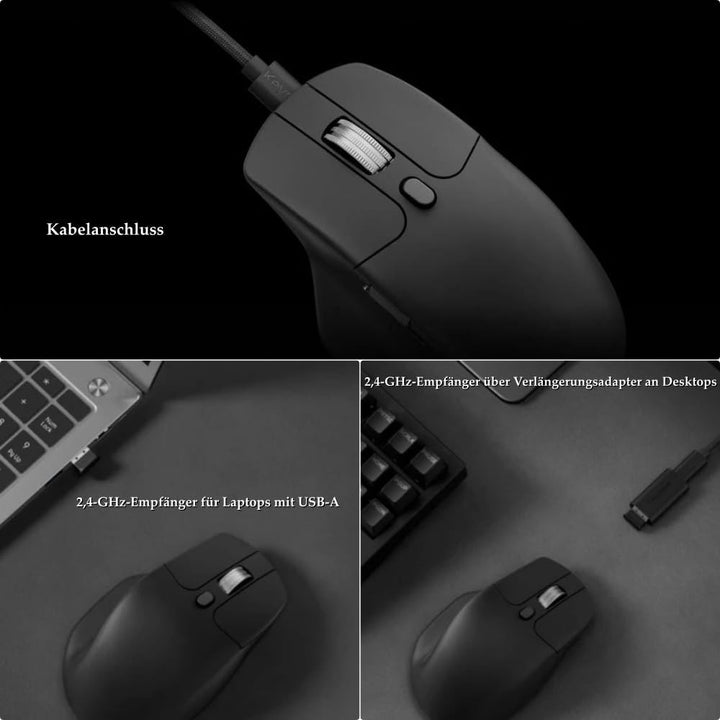 Keychron M6 Wireless Bluetooth/2.4 GHz/Kabelgebundene Optische Maus,1000Hz Leichtgewicht 86g Program