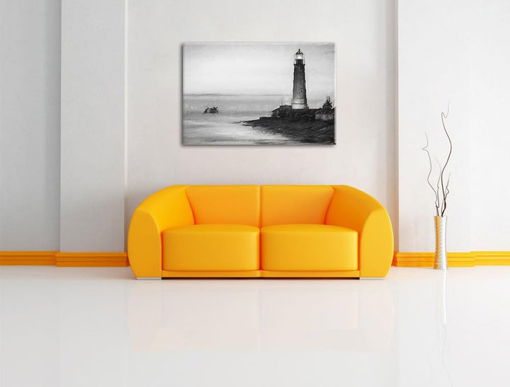 Pixxprint Leuchtturm in Abenddämmerung als Leinwandbild/Grösse: 100x70 cm/Wandbild/Kunstdruck/fertig