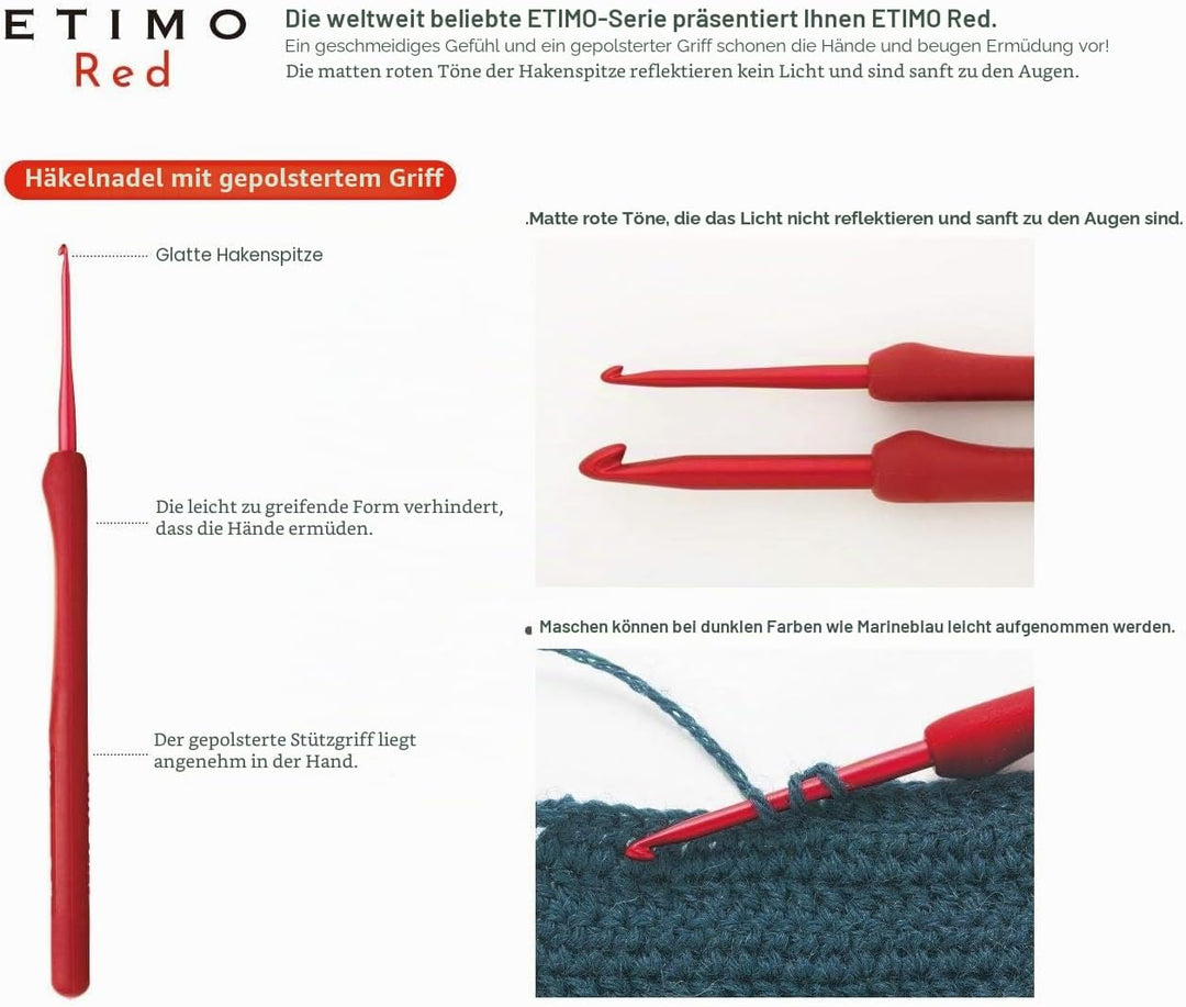 TULIP Etimo Red Crochet Hook Häkelnadel-Set TED-001e, Rot 1,8/2/2,2/2,5/3/3,5/4/5mm Red, 1,8/2/2,2/2