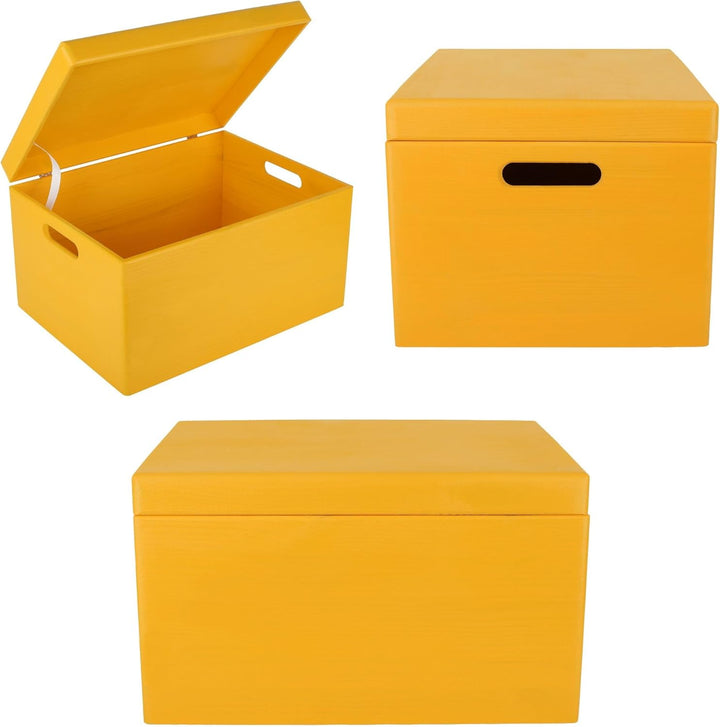 Creative Deco XXL Gelb Grosse Holzkiste mit Deckel | 40x30x24 cm (+/-1cm) | Ostern Holztruhe Erinner