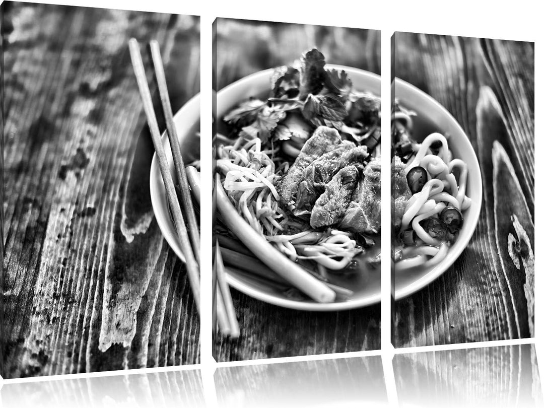 Pixxprint Japanische Brühe Miso als Leinwandbild/Grösse: 3 Teilig (120x80) cm/Wandbild/Kunstdruck/fe