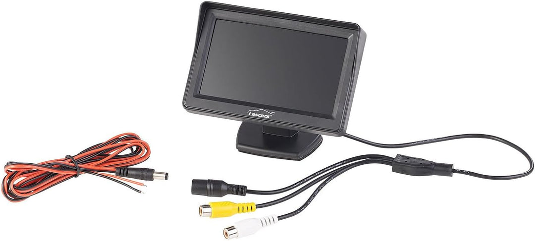 Lescars Rückfahrmonitor: Kfz-Monitor für Rückfahr- &amp; Front-Kamera, 2X Video-Cinch, 10,9 cm/4,3" (Dis