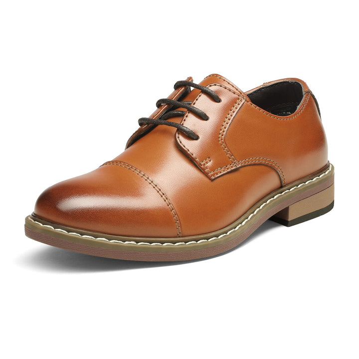 Bruno Marc Schnürhalbschuhe Jungen Anzugschuhe Derby Oxford Hochzeit Party Schuhe 28 EU Braun, 28 EU