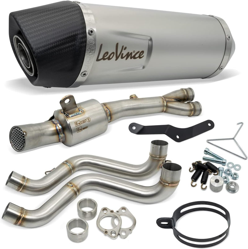 Auspuffanlage LeoVince Komplettanlage SBK LV ONE EVO, Edelstahl, Carbon Kappe, 2/1, mit Katalysator,