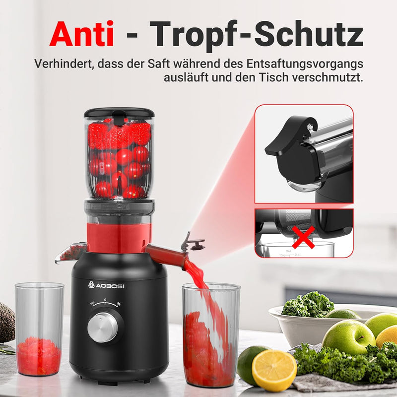 Entsafter-AOBOSI 250W Slow Juicer-Entsafter gemüse und obst mit 1,2L Fassungsvermögen-Saftpresse mit