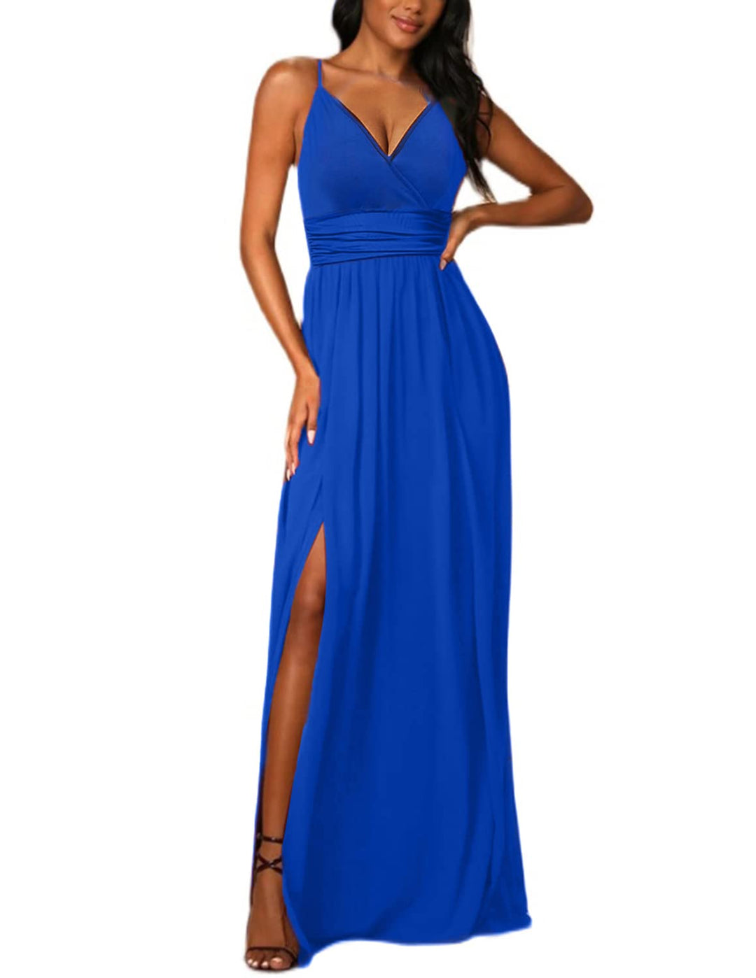 JENJON Damen Sommer Kleid Elegant Off Shoulder Kurzarm Ohne Arm V-Ausschnit Tunika Maxikleider Casua