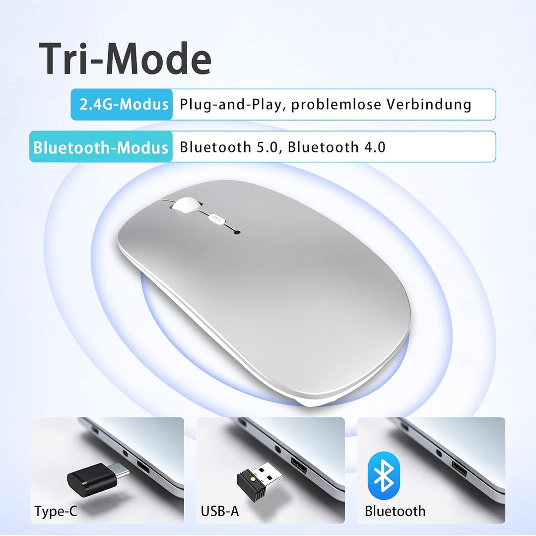 AE WISH ANEWISH Bluetooth Maus with USB-C-Adapter fur Mac/iPad/iPhone/PC/Computer, wiederaufladbar g