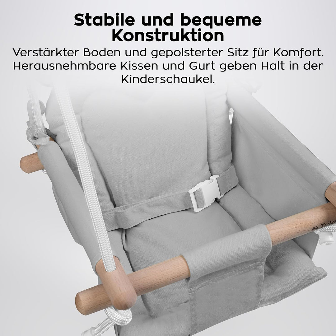 TULANO Hop 30 Grey | Bär Babyschaukel Kinderschaukel Kleinkindschaukel Kindergartenschaukel Set | In
