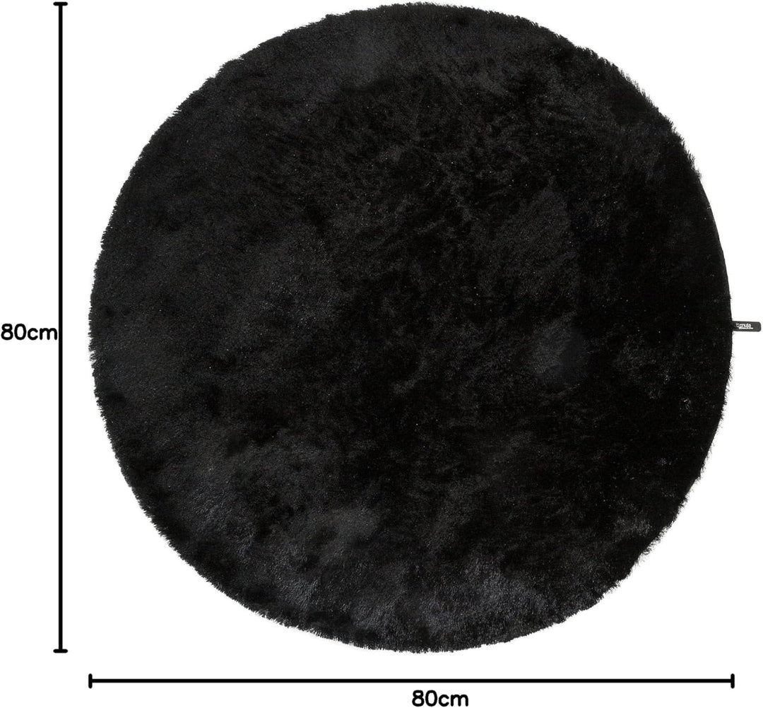 Benuta Shaggy Hochflor Teppich Whisper Schwarz ø 80 cm Rund | Langflor Teppich für Schlafzimmer und
