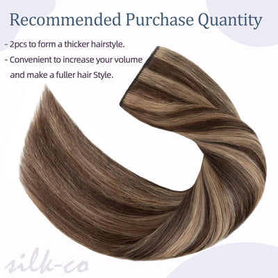 Haarteile Echthaar Extensions Clip in 1 Tresse 5 Clips Dick Haarteil Weich Haarverlängerung 100% Rem