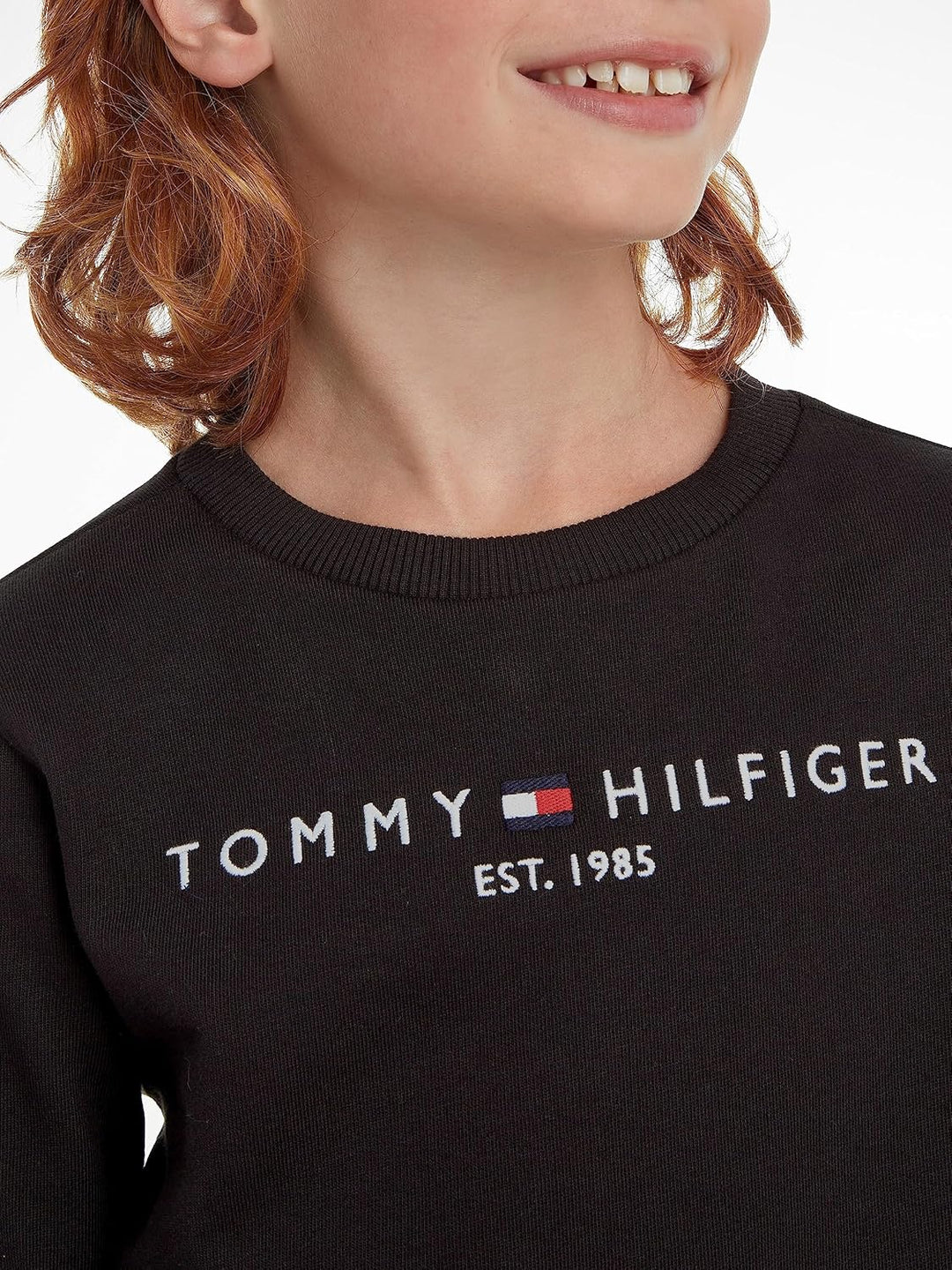 Tommy Hilfiger Kinder Unisex Sweatshirt Essential Sweatshirt ohne Kapuze 6 Jahre Schwarz, 6 Jahre Sc