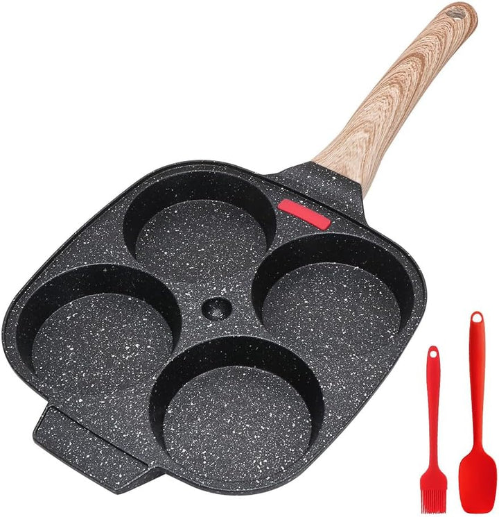 Bobikuke Spiegeleipfanne, Pancake Pfanne 4 Loch Augenpfanne Antihaft-Aluminium Pfanne für Frühstück