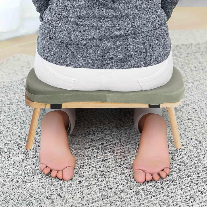 Meditationsbank – Klappbare Ergonomische Bambus-Meditationsbank mit Bequemem Kissen, zum Knien oder