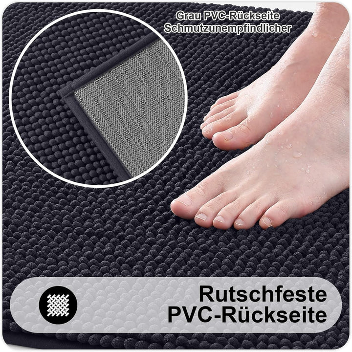 Homaxy Chenille Badezimmerteppich Set 2 teilig rutschfeste Badematte Set Weich Saugfähige Badteppich