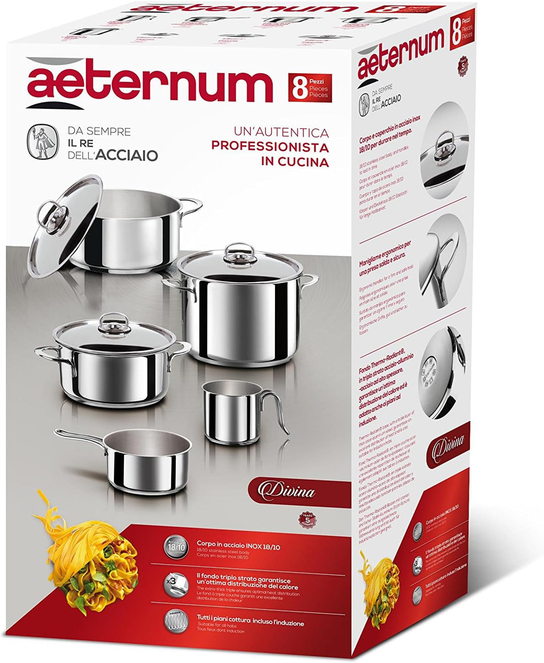 Aeternum Divina Batterie 8 Stück, Edelstahl, induktionsgeeignet