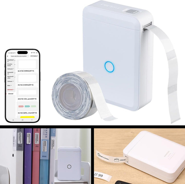 Callstel Etikettendrucker: Mobiler Akku-Thermo-Labeldrucker, Android & iOS, Bluetooth, App (Etikette