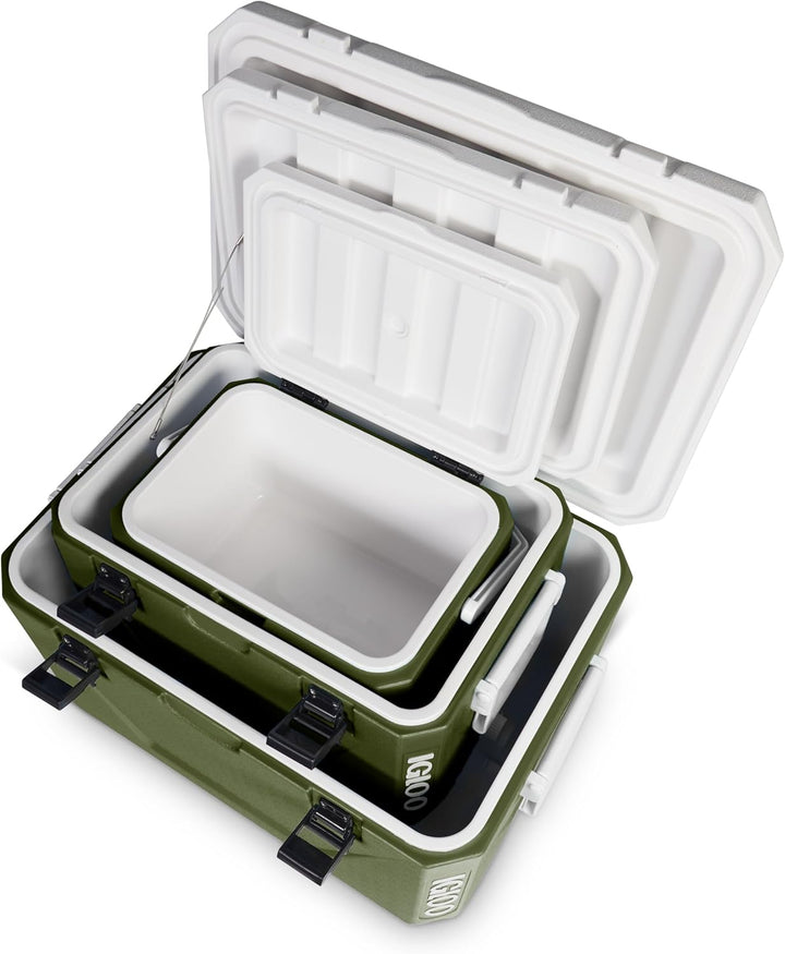 IGLOO Stapelbare Passiv‑Kühlboxen Set 55L + 27L + 11L – Platzsparende Camping‑Kühlboxen, robust & le