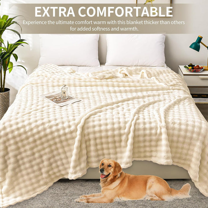 Bubble Decke - Weiss Kuscheldecke Kaninchen Flauschig,Dicke Und Warme Sofadecke Für Den Winter, Kuns