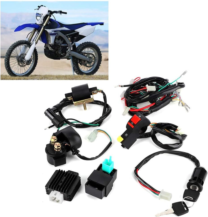 Motorstartkabelbaum,110cc wiring harness kompletter Kickstart-Motorkabelbaumsatz für modifizierte 11